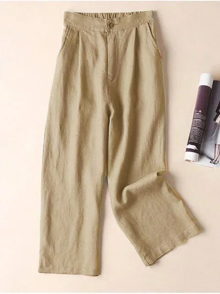 Solido tasche Elastico Biancheria Casuale Dritto Pantaloni