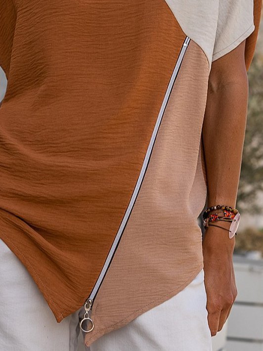 Geometrico Dritto Casuale Misto Cotone Top