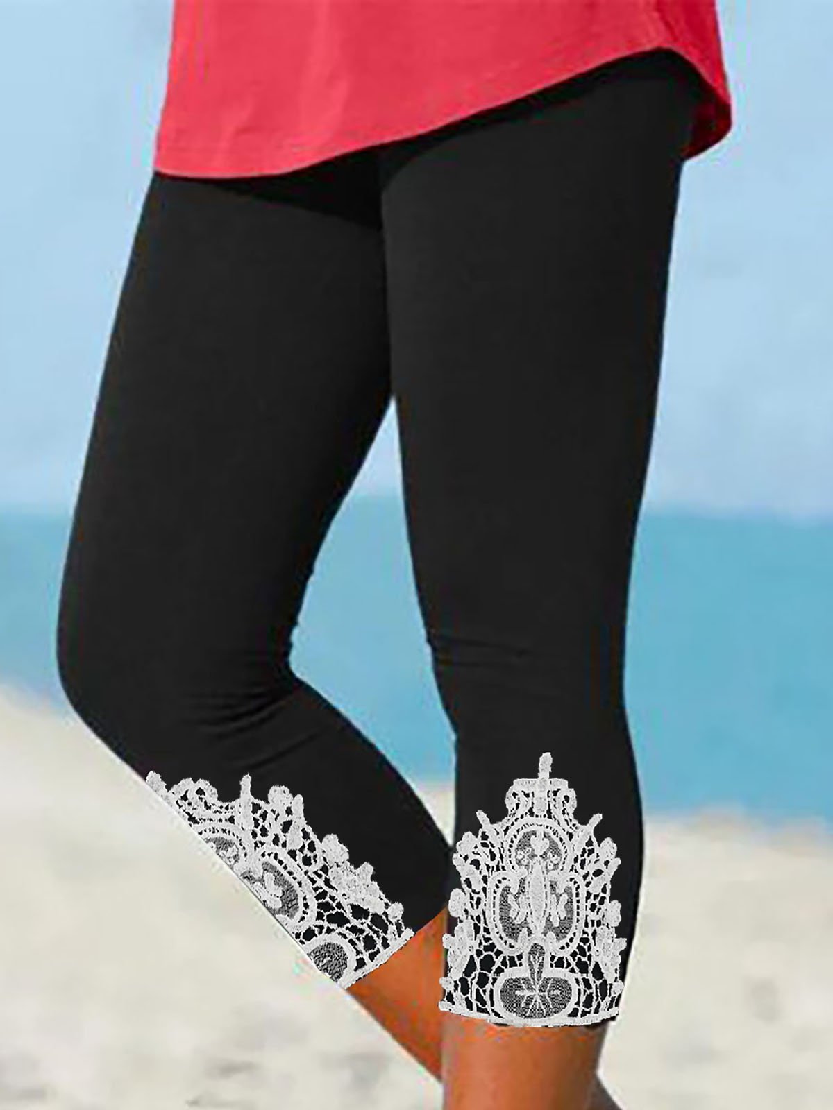 Donna Pizzo Pannello Design Sottile In forma ritagliata Pantaloni