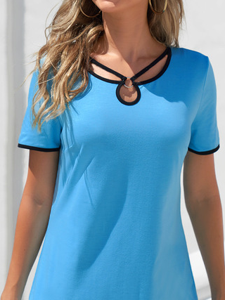Pizzo Maniche Corte Tinta unita Sciolto Top