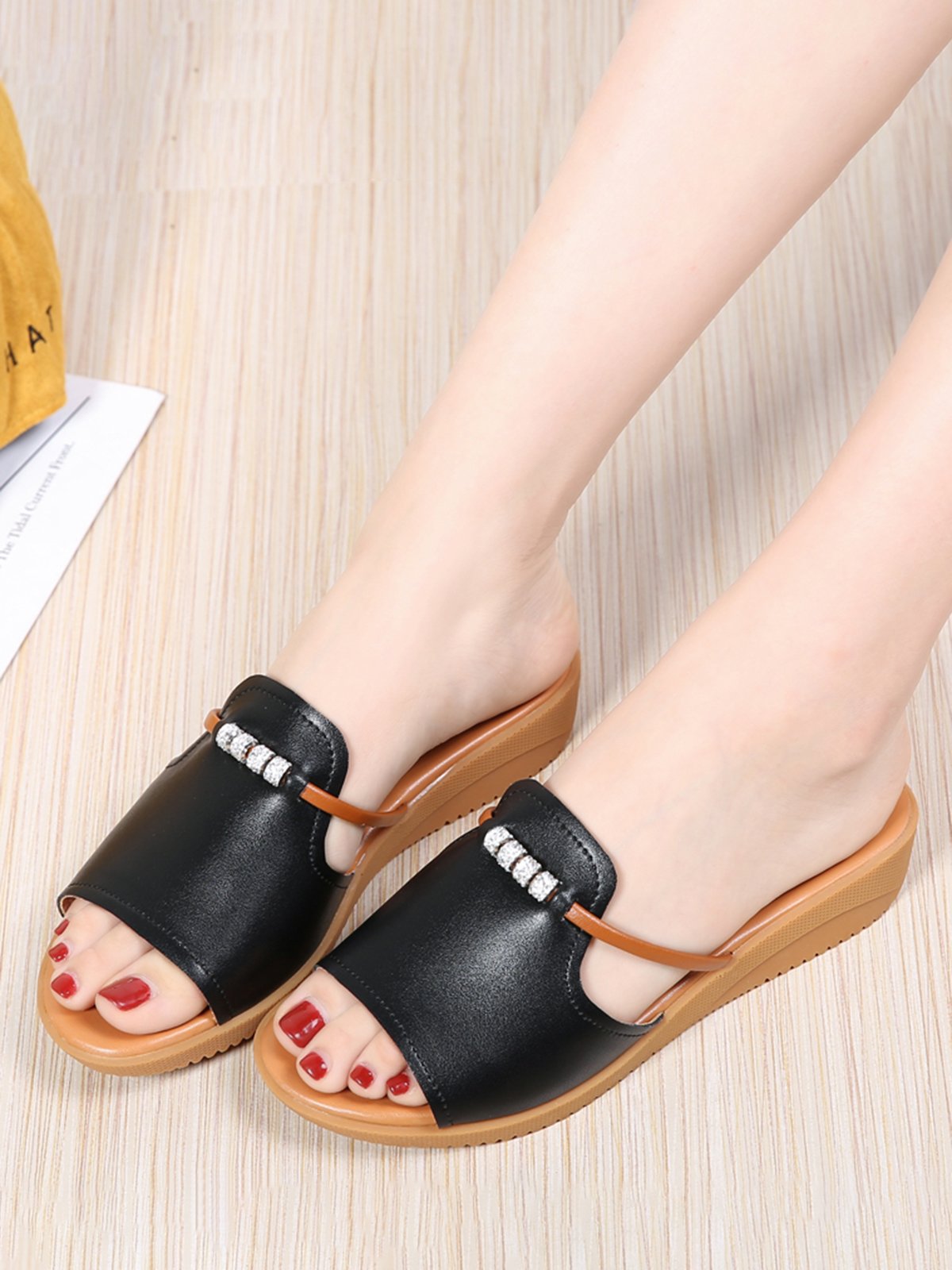 Strass Casuale Sandali col Tacco Zeppa