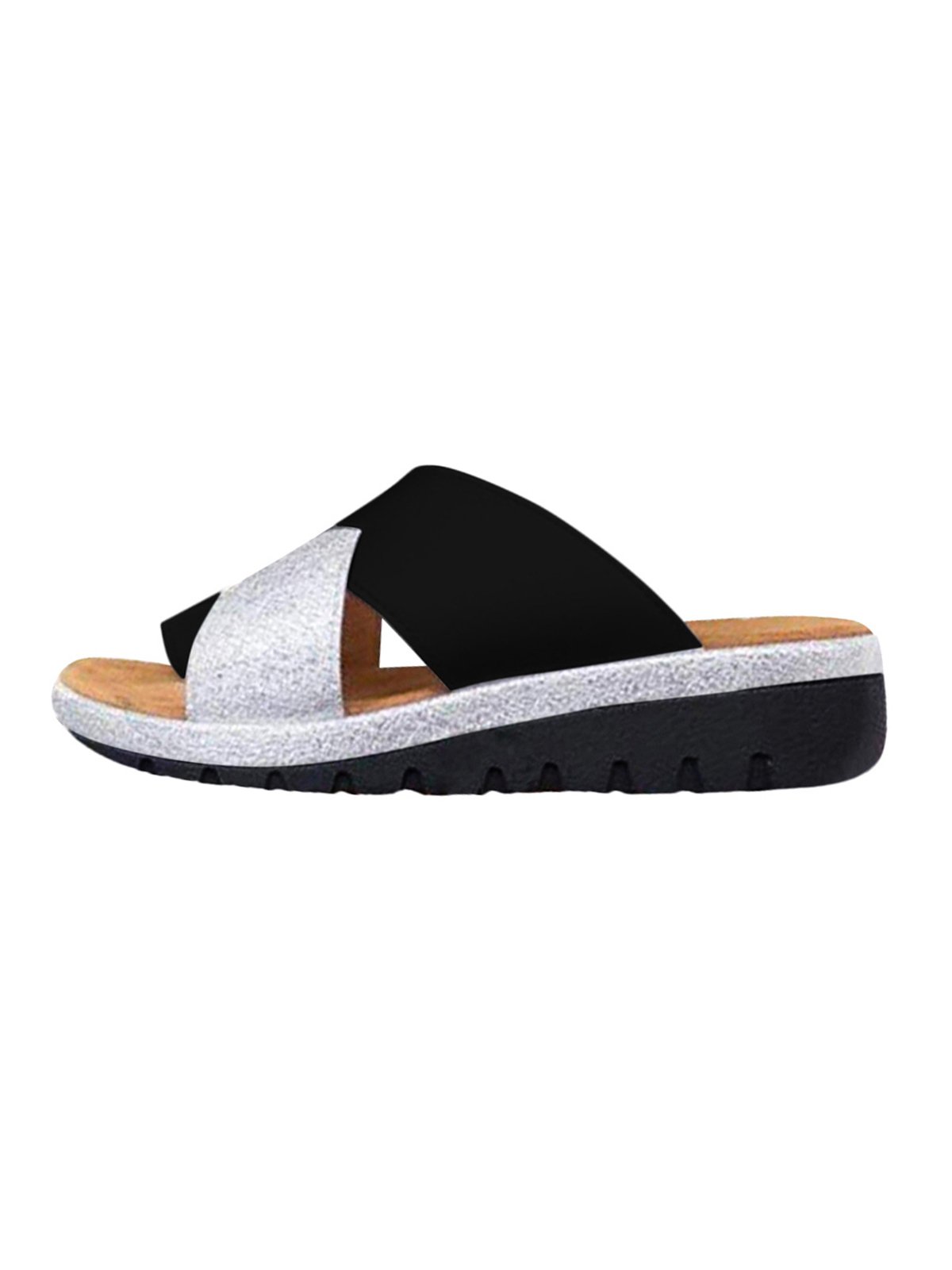 Contrasto Incrociato Cinghia laccio Slip on Cuneo diapositive