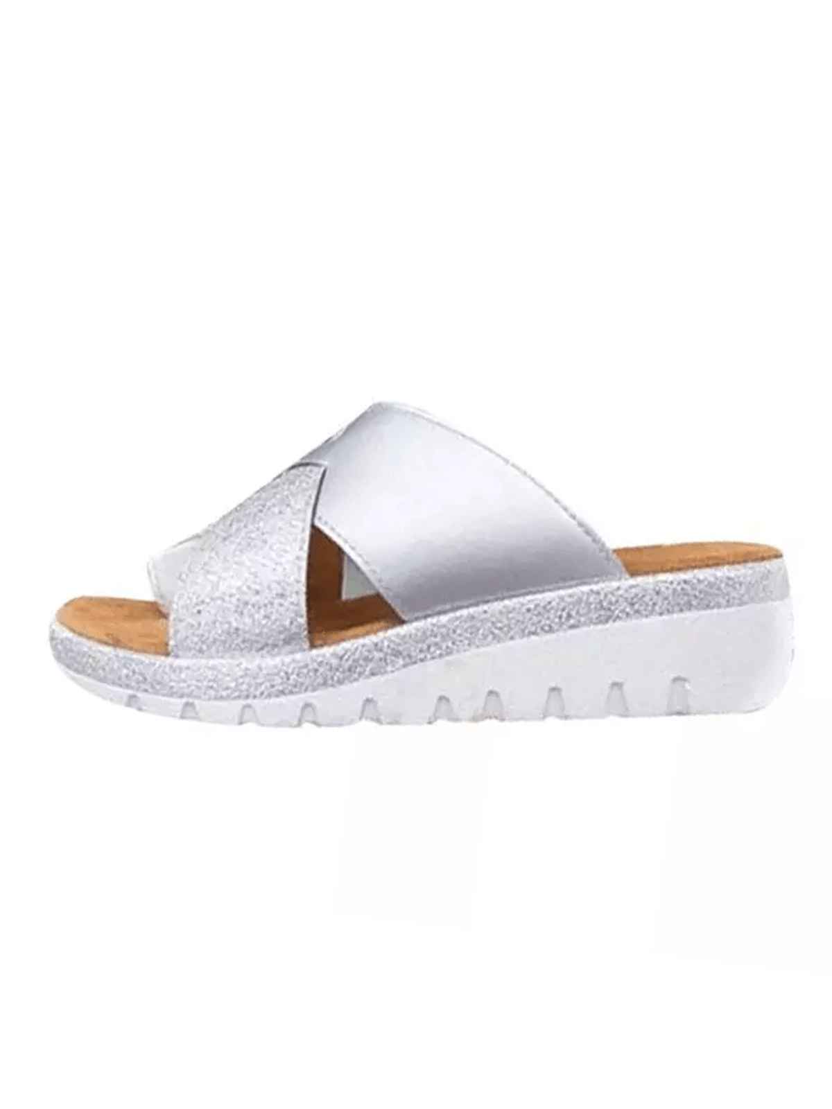 Contrasto Incrociato Cinghia laccio Slip on Cuneo diapositive