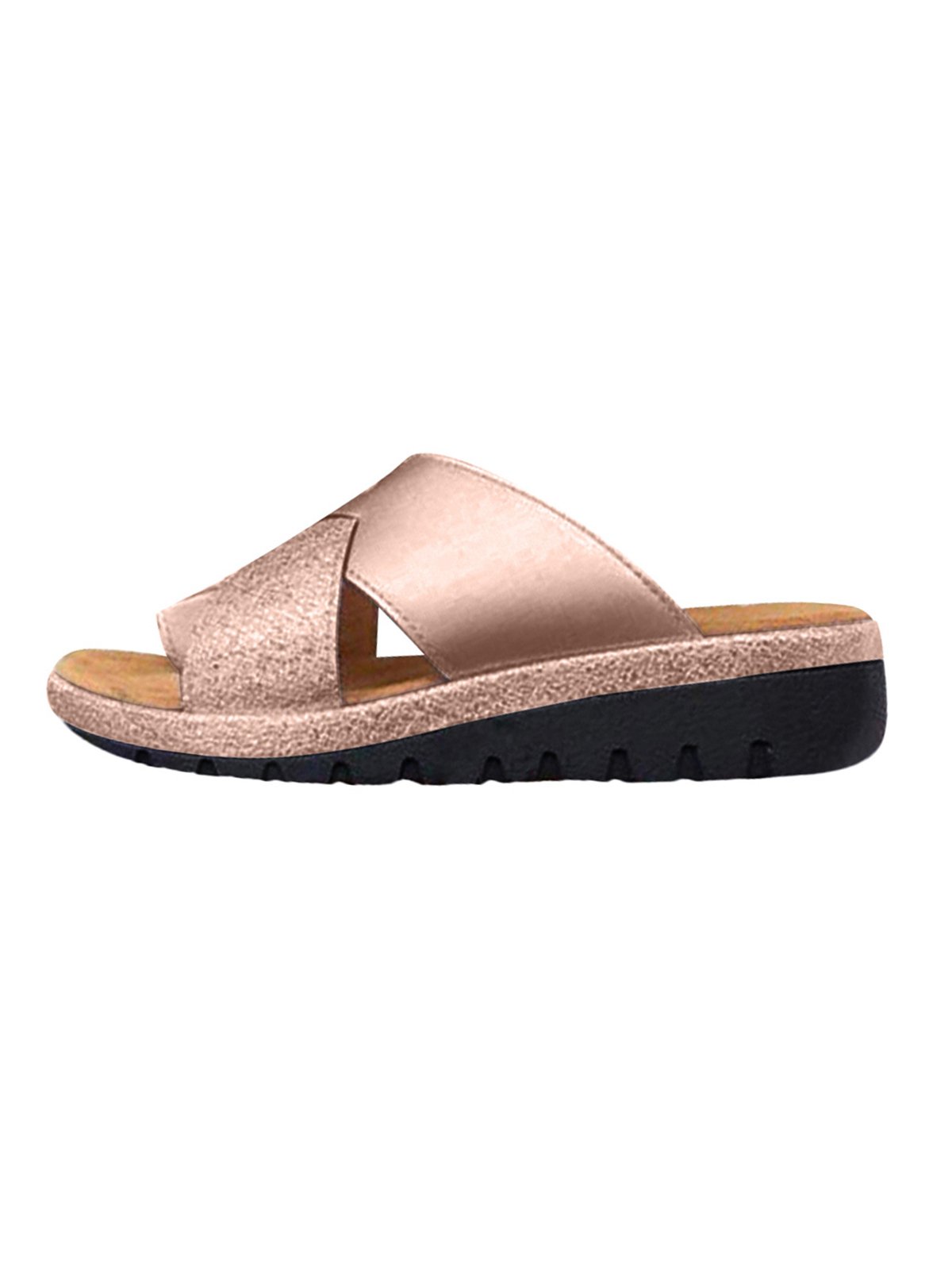 Contrasto Incrociato Cinghia laccio Slip on Cuneo diapositive