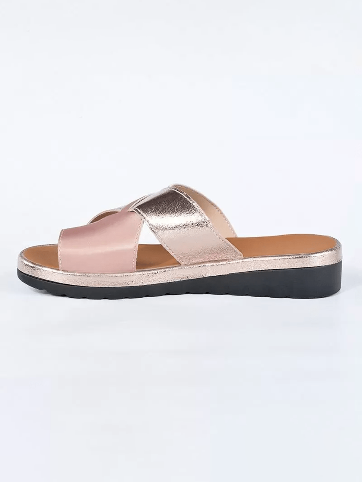 Contrasto Incrociato Cinghia laccio Slip on Cuneo diapositive