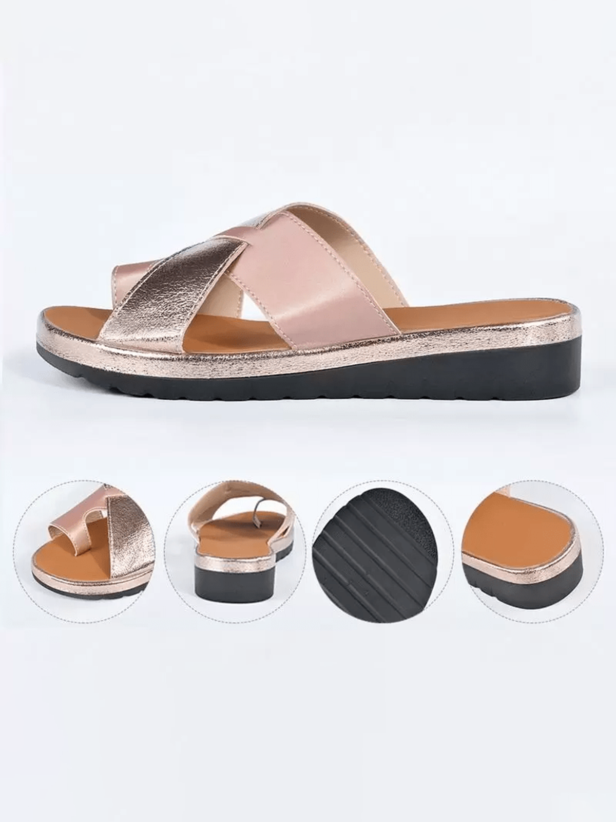 Contrasto Incrociato Cinghia laccio Slip on Cuneo diapositive