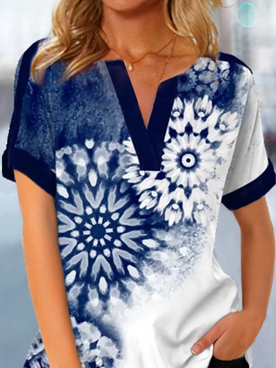 Ombre Scollo a V Casuale Camicetta