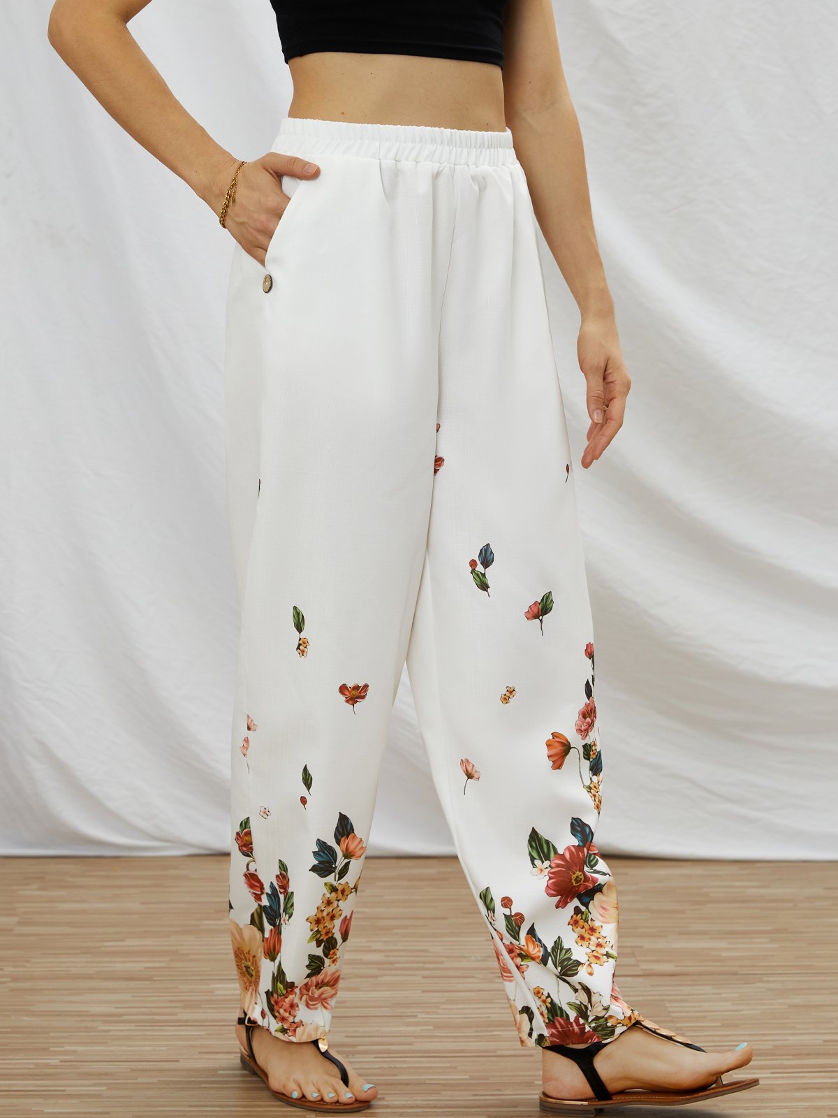 Casuale Floreale Ombre Allentare Pantaloni