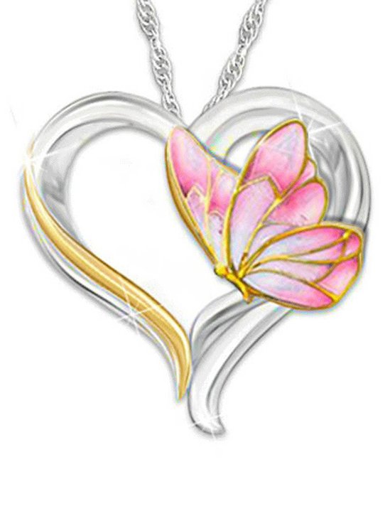 Blu rosso Cuore Farfalla Collana Abito Pendente