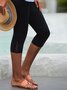 Tinta unita Colore modellato Vita elastica Pizzo Altamente Elastico Pantaloni Capri Leggings taglia grande