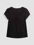 Casuale Scollo a V Regolare In forma Cerniera Maniche Corte T-shirt