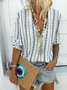 Camicetta Donna Scollo a V a Righe