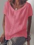 Camicie & Top di Cottone Solido Casuale a Maniche Corte