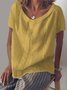 Camicie & Top di Cottone Solido Casuale a Maniche Corte