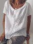 Camicie & Top di Cottone Solido Casuale a Maniche Corte