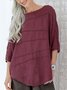 Camicette Estate Top con 3/4 Batwing Manica a Girocollo Solido