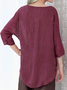 Camicette Estate Top con 3/4 Batwing Manica a Girocollo Solido