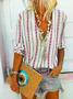 Camicetta Donna Scollo a V a Righe