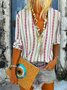 Camicetta Donna Scollo a V a Righe