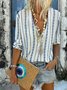 Camicetta Donna Scollo a V a Righe