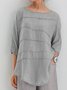 Camicette Estate Top con 3/4 Batwing Manica a Girocollo Solido