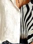 Cotone Lino Zebra Stampare Sciolto Maniche Lunghe Camicetta