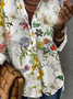 Floreale Cotone miscele Colletto a Camicia Camicetta