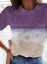 Ombre/Tintura a nodi Maniche Corte Casuale Mare Stampato T-shirt