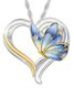 Blu rosso Cuore Farfalla Collana Abito Pendente