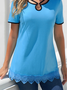 Pizzo Maniche Corte Tinta unita Sciolto Top