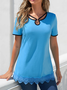 Pizzo Maniche Corte Tinta unita Sciolto Top