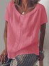 Camicie & Top di Cottone Solido Casuale a Maniche Corte